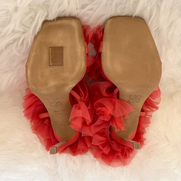 New! ULLA JOHNSON Doria Organza Flower Leather High Heels - Picture 11 of 12